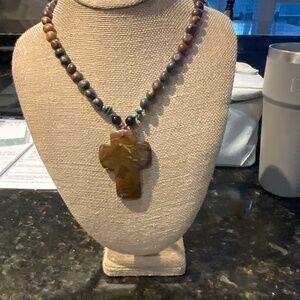 Tiger eye cross necklace